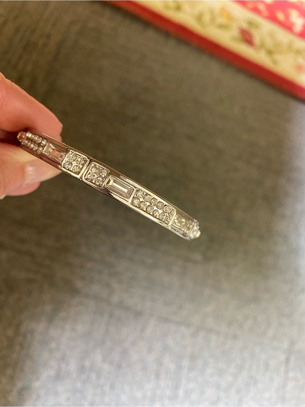 Park Lane Silver Crystal-Accent Logan, Bangle stretch Bracelet